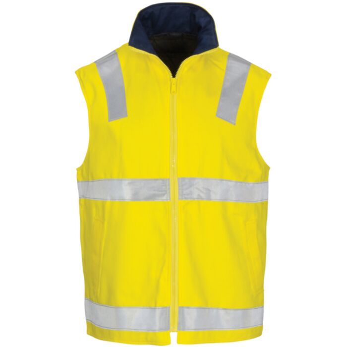 DNC Hi Vis Cotton Drill Reversible Vest with Refective Tape Thumbnail