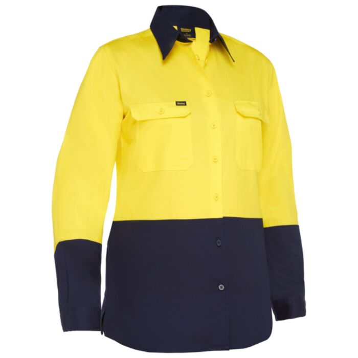 Bisley Womens Cool Lightweight Hi Vis Drill Shirt Thumbnail