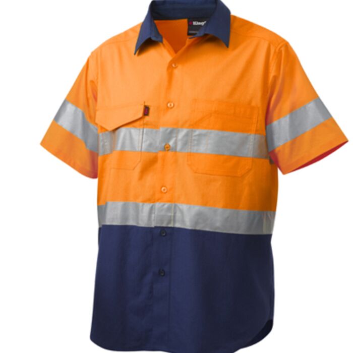 King Gee Workcool 2 Hi-Vis Reflective Short Sleeve Work Shirt Thumbnail