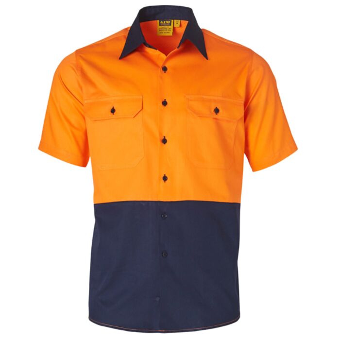 Winning Spirit Men's Hi-Vis Cool-Breeze Cotton Twill Safety Shirt S/S Thumbnail