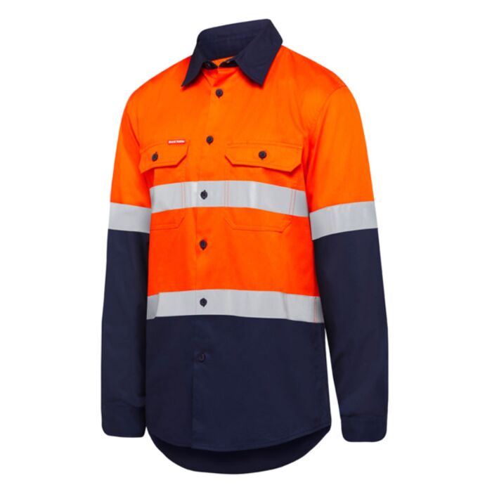 Hard Yakka Core Hi Vis Long Sleeve 2 Tone Taped Vented Cotton Shirt Thumbnail