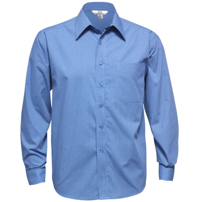 Biz Mens Micro Check Long Sleeve Shirt Thumbnail