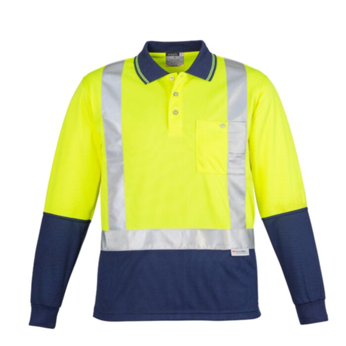 Syzmik Mens Hi Vis Spliced Polo Long Sleeve Shoulder Taped Thumbnail