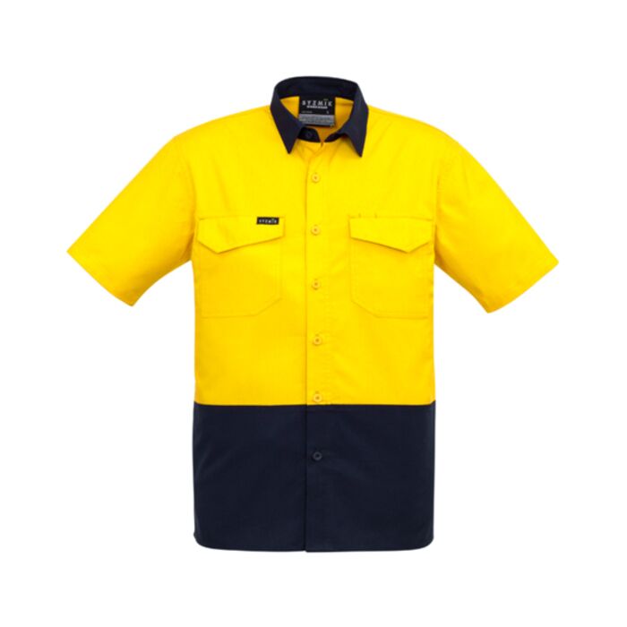 Syzmik Mens Rugged Cooling Hi Vis Spliced S/S Shirt Thumbnail