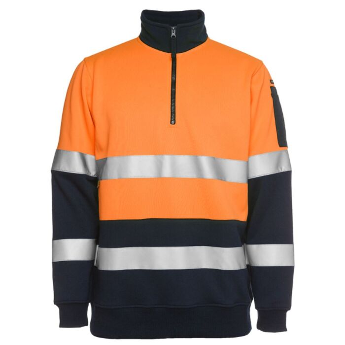 JB's Hi Vis 1/2 Zip (D+N) Fleecy Sweat with Reflective Tape Thumbnail