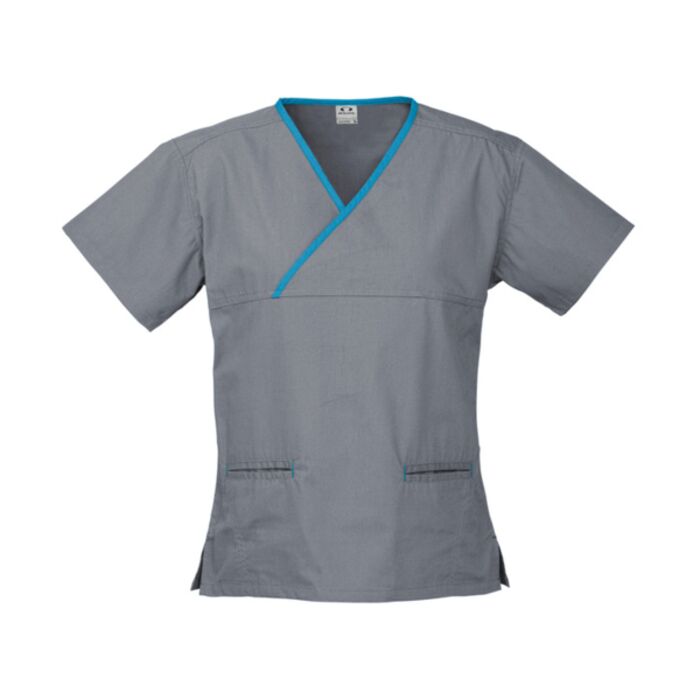 Biz Care Womens Contrast Crossover Scrub Top Thumbnail