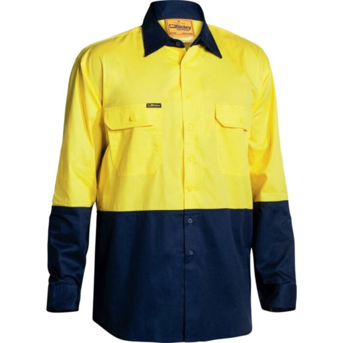 Bisley Hi Vis Cool Lightweight Drill Shirt Long Sleeve Thumbnail