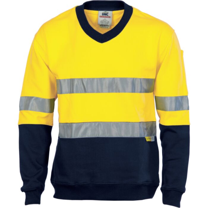 DNC Hi Vis Two Tone Cotton Fleecy Sweat Shirt V-Neck Taped Thumbnail