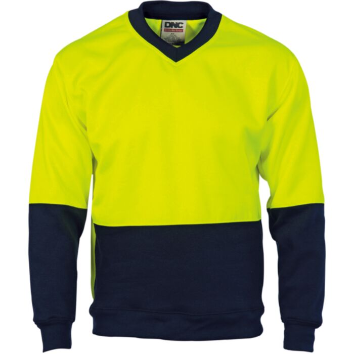 DNC Hi Vis 2 Tone Fleecy Sweat (V Neck) Thumbnail